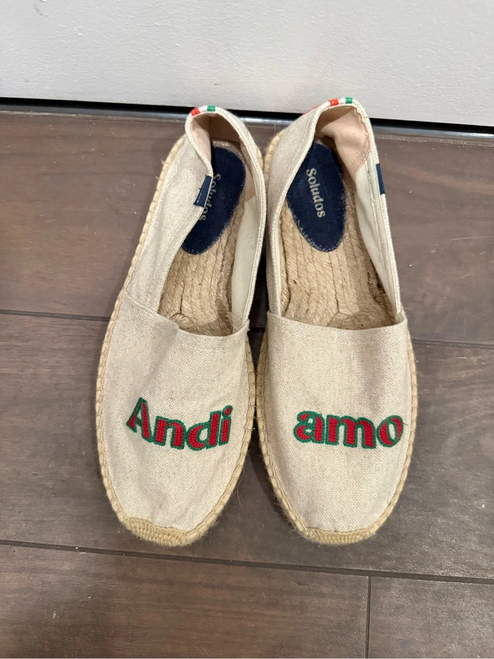 Men’s Beige Espadrille Slip-Ons with Green & Red Accent